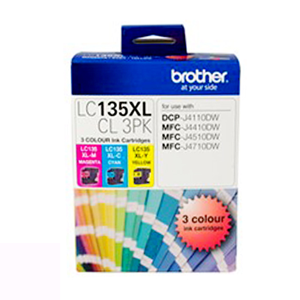 Genuine Brother LC135XL Ink Cartridge 3 Pack - Colour - LC135XLCL3PK