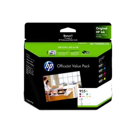 HP Genuine 955XL Bundle - 4 Original Inks Bk/C/M/Y